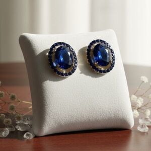 Elegant Blue and Gold Earrings